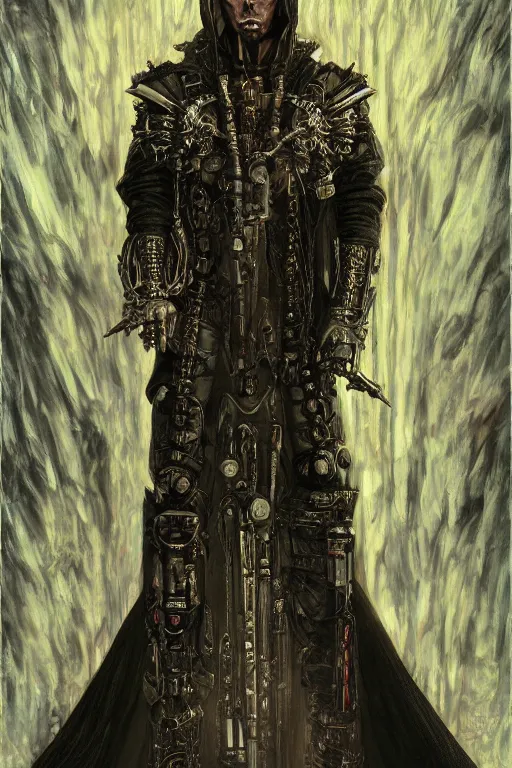 Image similar to portrait of gothic Tom Cruise holy priest, cyberpunk, Warhammer, highly detailed, artstation, illustration, art by Gustav Klimt