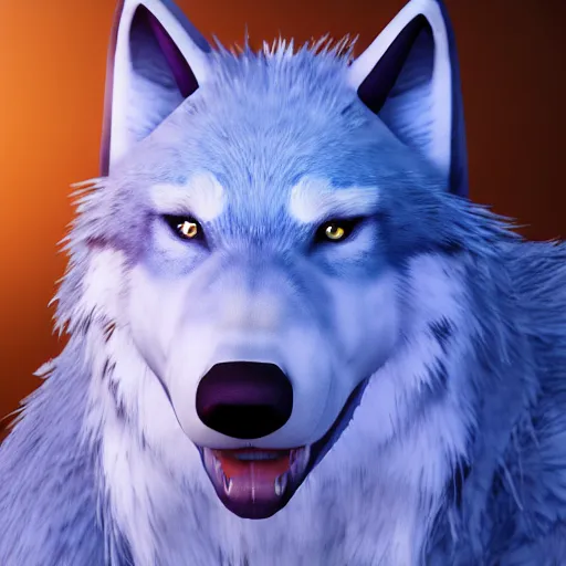 Image similar to a giant blue wolf with a white main and two unicorn horns, a white star shape on his forehead, yellow eyes, beautiful, ultra realistic, great wolf, unreal engine 5, dynamic lighting, highly detailed, lightning around