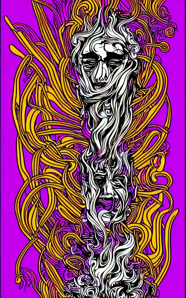 Image similar to adobe illustrator vector graphics digital art of a smoking god, psychedlic monochromatic duoblend