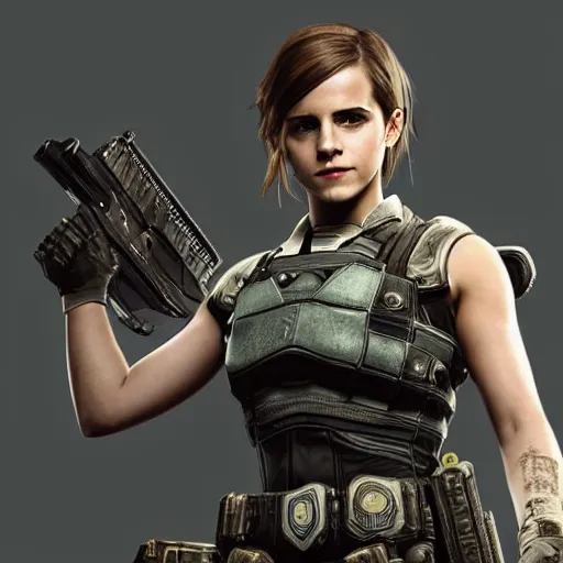 Image similar to emma watson in gears of war destiny 2 call of duty witcher 3 warframe pokemon mario spongebob fortnite ice cream smash bros highly detailed, extremely high quality, hd, 4 k, professional photographer, 4 0 mp, lifelike, top - rated, award winning, realistic, detailed lighting, detailed shadows, sharp, no blur, edited, corrected, trending