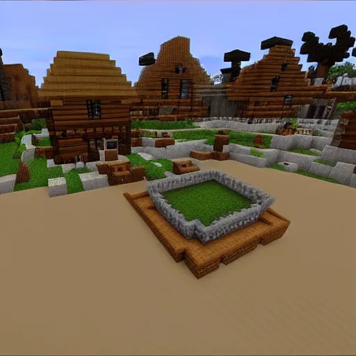 Prompt: an old western town in Minecraft