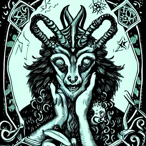 Prompt: baphomet in wonderland