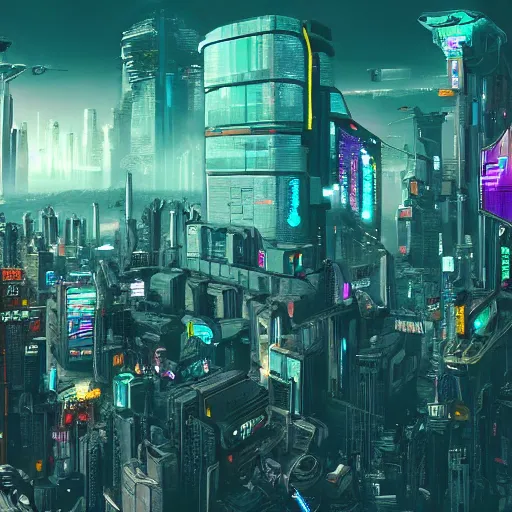 Prompt: a full view of cyberpunk city,artstation,very detailed