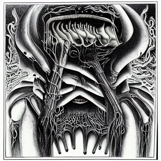 Prompt: post - punk new age album cover, psychedelic, magic, giger h. r.