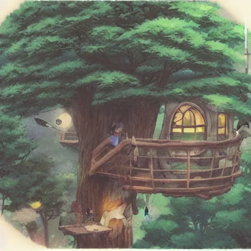 Image similar to Polaroid of The Tree house battle, by Dice Tsutsumi, Makoto Shinkai, Studio Ghibli