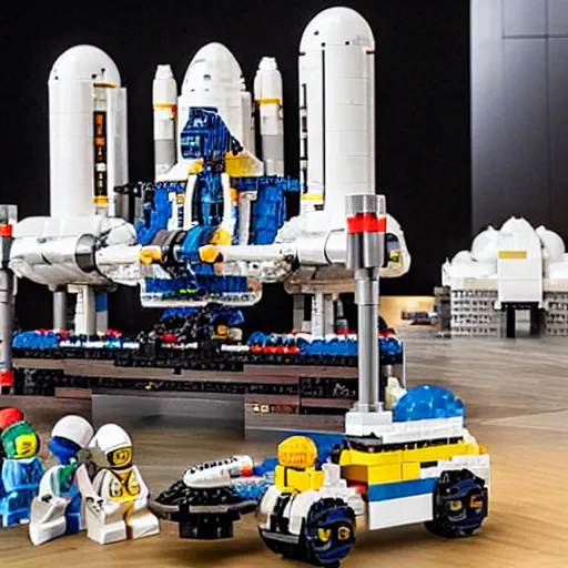 Image similar to an elon musk space x lego set