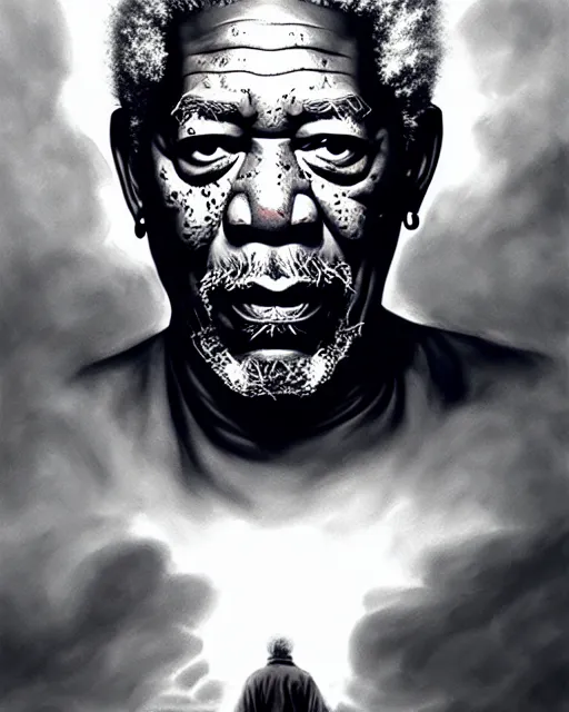 Prompt: morgan freeman as god of hell | | realistic shaded, fine details, realistic shaded lighting painting by greg rutkowski, diego gisbert llorens, magali villeneuve, artgerm, jeremy lipkin, michael garmash, rob rey