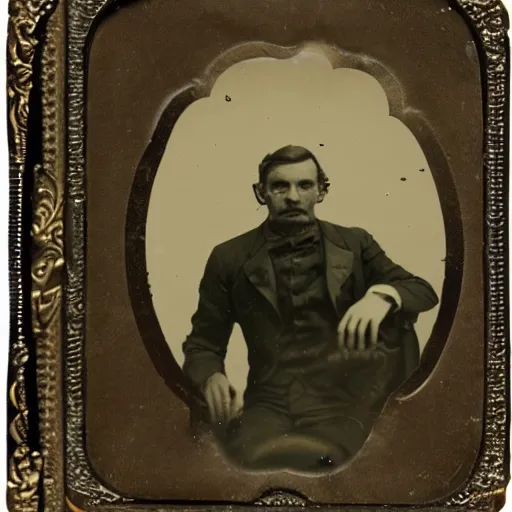 Image similar to tintype photo of a man eating a large toad