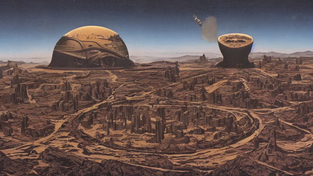 Image similar to artwork in the style of chesley bonestell.