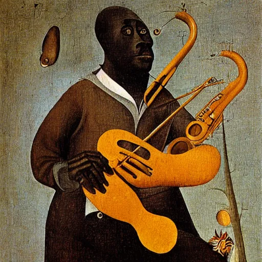 Prompt: charlie parker by hieronymus bosch