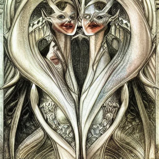 Prompt: detailed and sharp gemini artwork, mystic style, detailed, 8 k, detailed, symmetrical, by brian froud