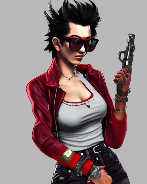 Prompt: female travis touchdown, full body portrait, highly detailed, trending on artstation, intricate