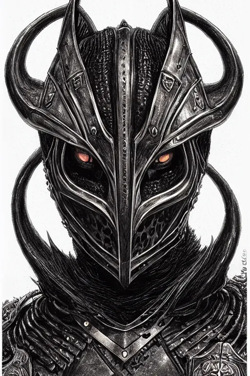 Prompt: head and shoulders portrait of an eldritch knight, tabaxi, black cat, anthropomorphic, male, breastplate, magical, high fantasy, d & d, by donato giancola, face details, extremely detailed, digital illustration