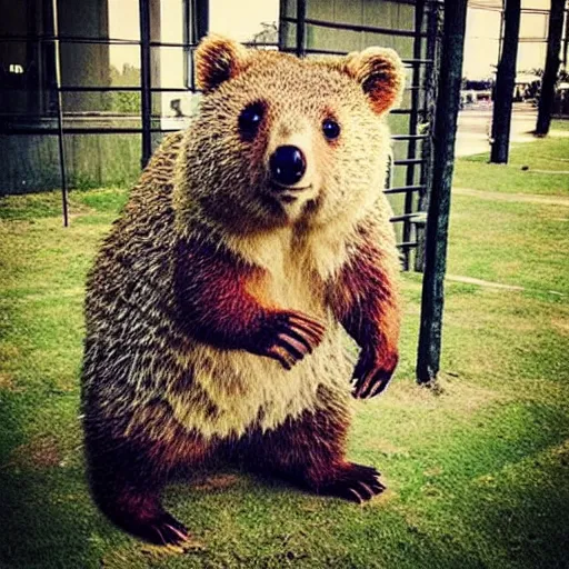 Image similar to “a quokka mixed with a bear”