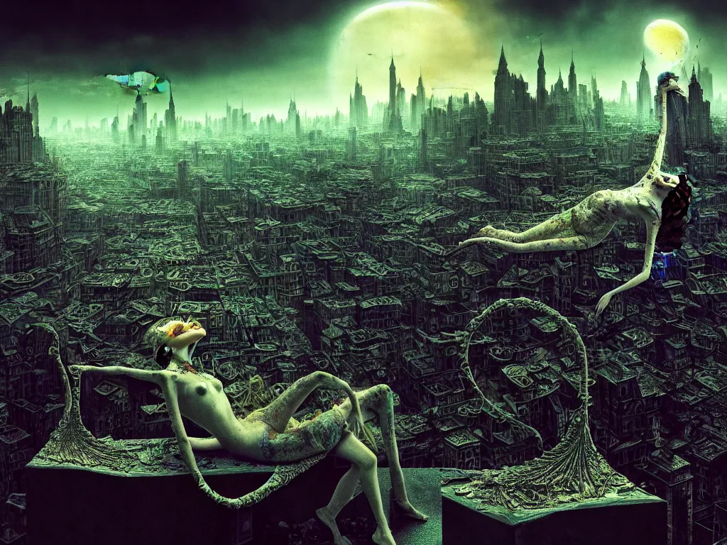 Image similar to highly detailed photo of living is the illusion of dying, trending on deviantart, neo surrealism, sharp focus, 4 k, a lot of little details, octane, masterpiece, art by max ernst