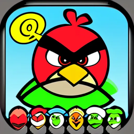 Image similar to the letter q in the style of angry birds app logo design