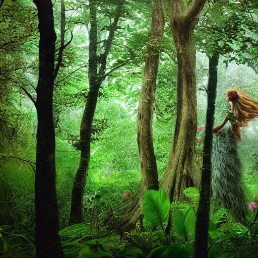 Image similar to a serene forest of faeries