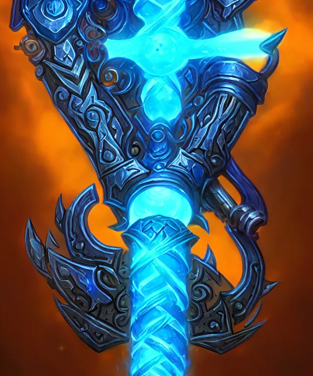 Image similar to bright weapon of warcraft blizzard weapon art, a spiral magic staff, bokeh. bright art masterpiece artstation. 8k, sharp high quality illustration in style of Jose Daniel Cabrera Pena and Leonid Kozienko, blue colored theme, concept art by Tooth Wu,