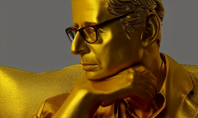 Image similar to gold statue of jeff goldblum, 3 d render, 8 k, octane render, cycles render, unreal engine