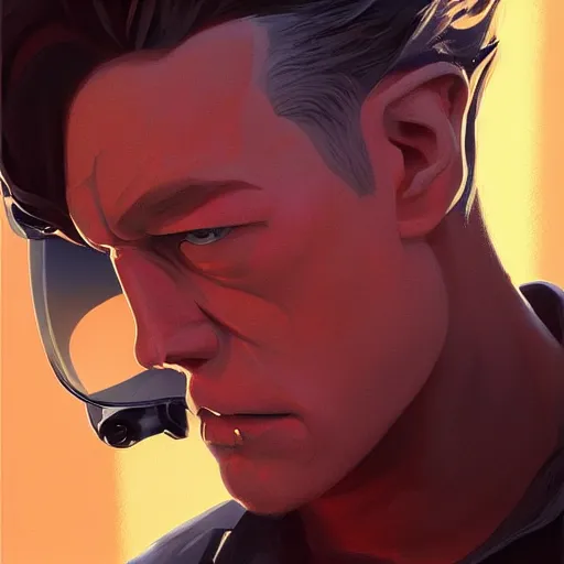 Image similar to face icon stylized minimalist t - 1 0 0 0, loftis, cory behance hd by jesper ejsing, by rhads, makoto shinkai and lois van baarle, ilya kuvshinov, rossdraws global illumination