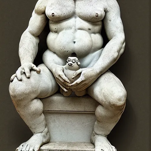 Image similar to greek statue of pepe the frog