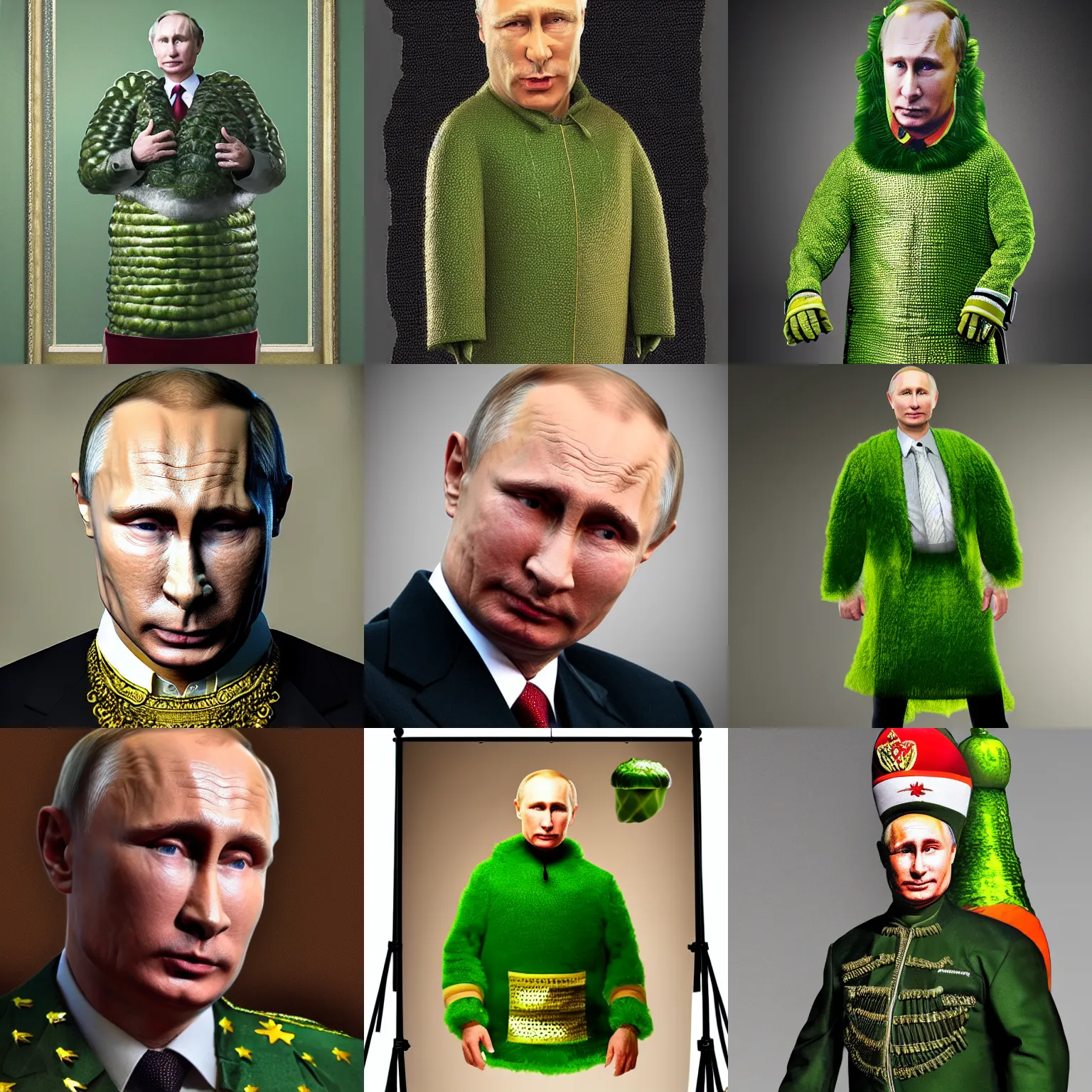 Image similar to putin wearing pickle costume, highly detailed, studio lighting, 4 k