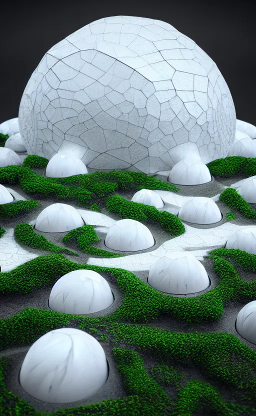 Prompt: highly detailed ultra sharp 3 d render cinematic composition of a smooth ceramic porcelain magnolia stone nebula fluid fractal sci - fi surreal architecture landscape, metallic, white marble, foliage, vincent callebaut composition, mamou - mani, archviz, beautiful lighting, 8 k, unreal engine, hdr,