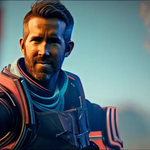 Image similar to ryan reynolds in destiny 2, highly detailed, extremely high quality, hd, 4 k, 8 k, canon 3 0 0 mm, professional photographer, 4 0 mp, lifelike, top - rated, award winning, realistic, detailed lighting, detailed shadows, sharp, no blur, edited, corrected, trending