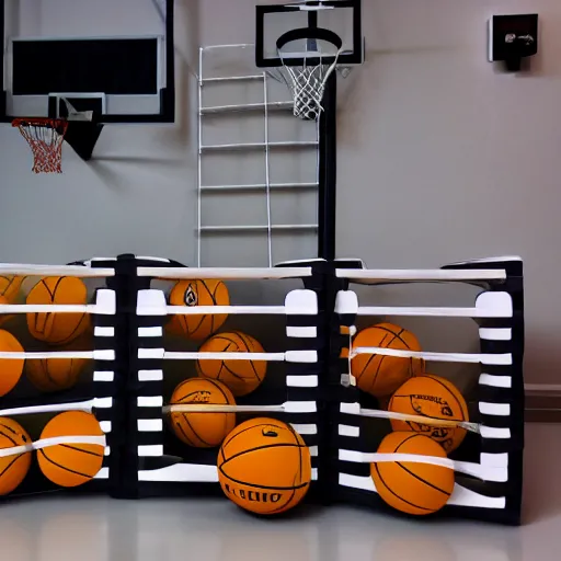 Prompt: a 3 by 3 array featuring a basketballs