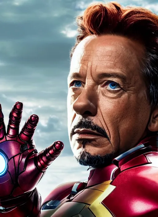 Image similar to movie still of mickey rourke as iron man, 4 k