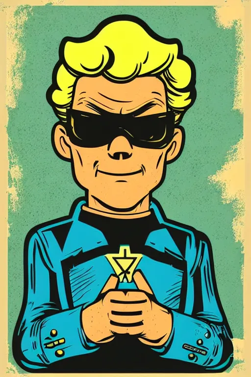 Image similar to fallout 7 6 retro futurist illustration art by butcher billy, sticker, colorful, illustration, highly detailed, simple, smooth and clean vector curves, no jagged lines, vector art, smooth andy warhol style