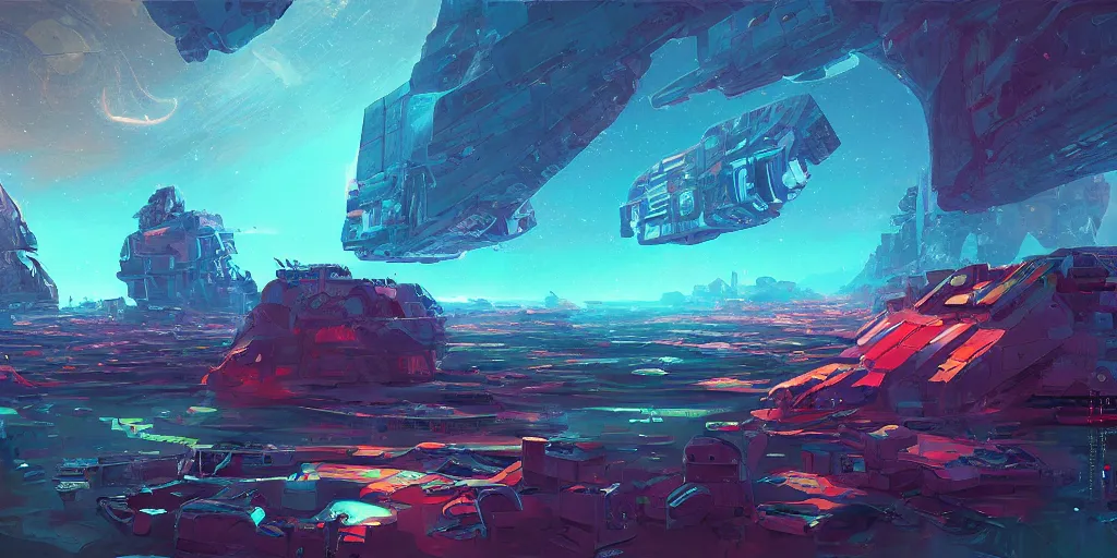 Image similar to asteroid mining colony by alena aenami, petros afshar, anato finnstark