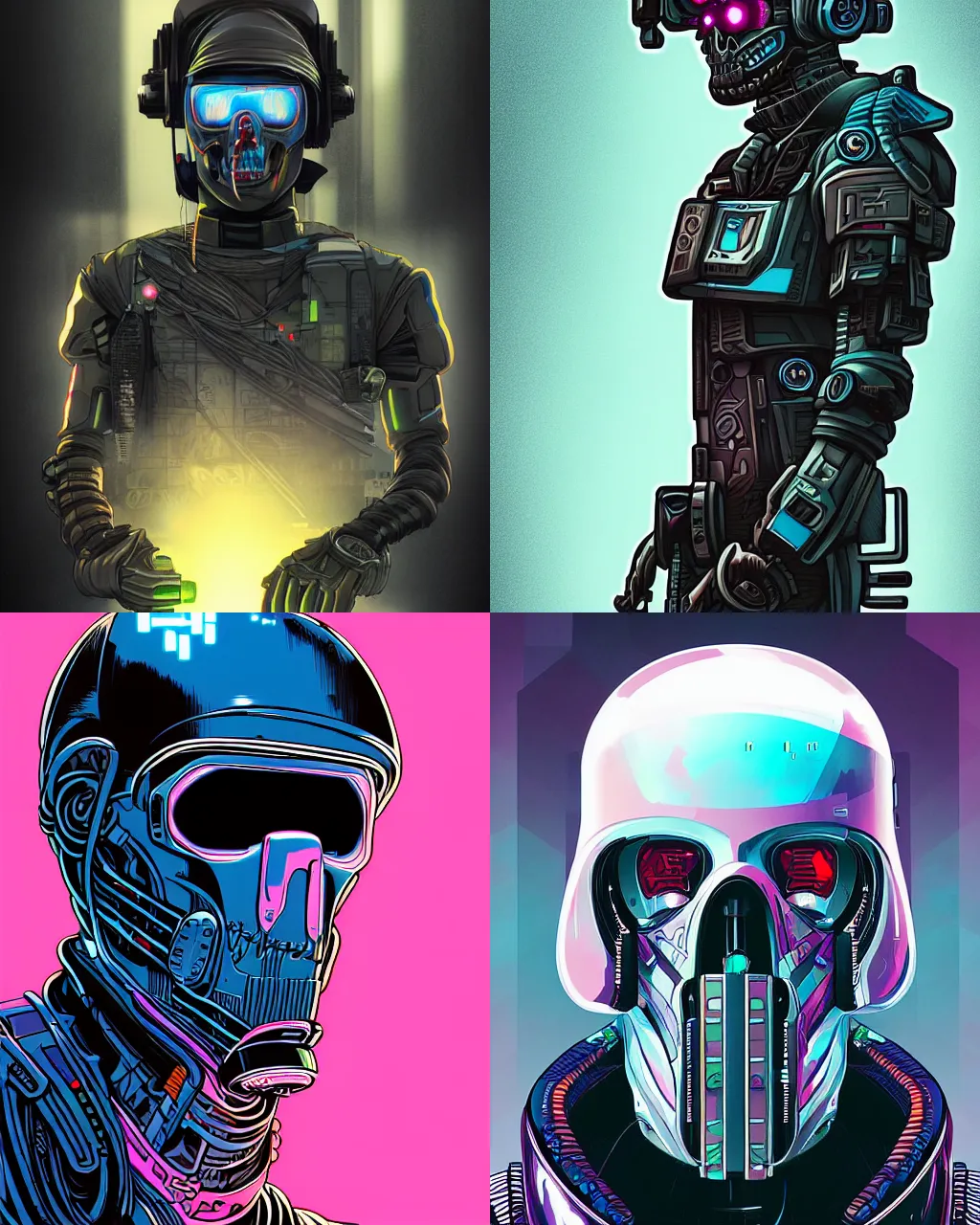 Prompt: portrait of a futuristic cyberpunk soldier by death burger, ultra detailed, masterpiece, clean lines, cmyk