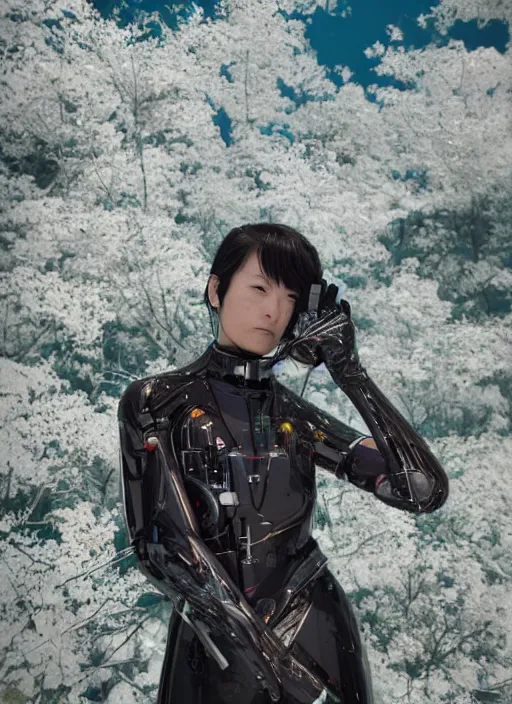 Image similar to a portrait of a cyborg in a scenic environment by araki hirohiko