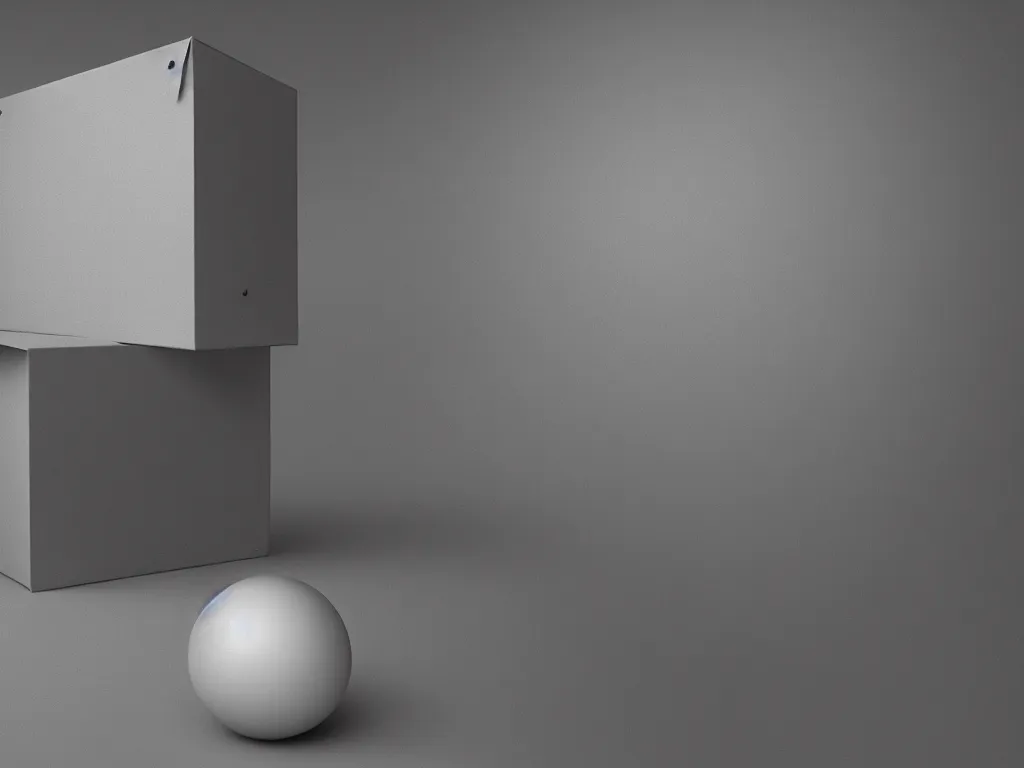 Image similar to a box on top of a sphere photorealistic hdri octane render