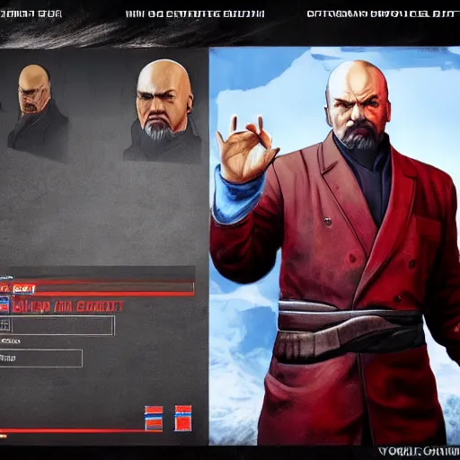 Image similar to lenin in mortal kombat mk 1 1 video game splash screen concept art very very detailed