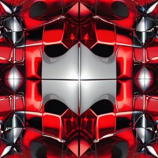 Prompt: chrome spheres on a red cube by autechre