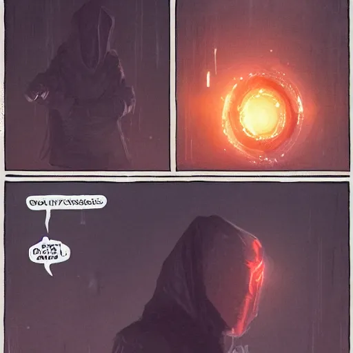 Image similar to a man in a black hoodie open a portal through the multiverse, vintage comic, greg rutkowski