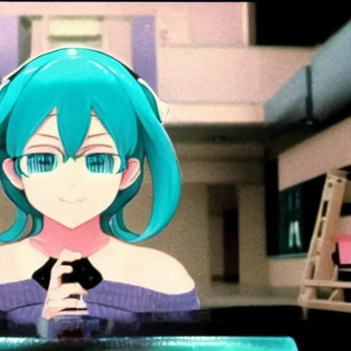 Image similar to a still of Hatsune Miku in The Breakfast Club (1985)