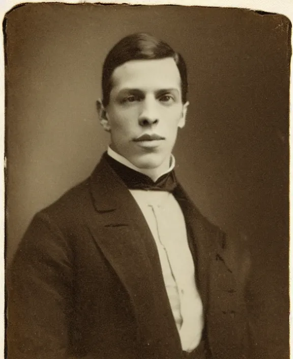 Image similar to portrait of pete davidson, 1 8 9 0 s, victorian photograph