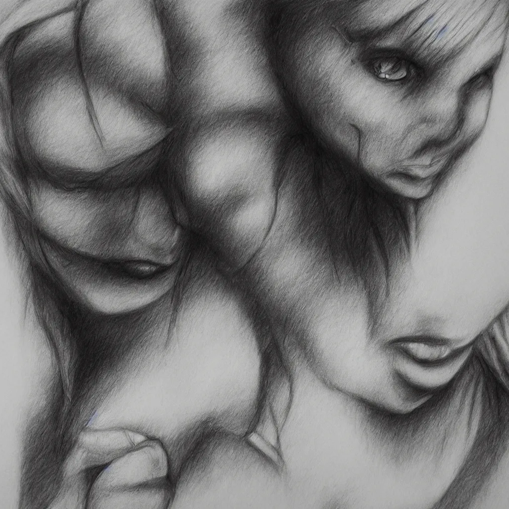 Image similar to Highly detailed charcoal dark art sketch