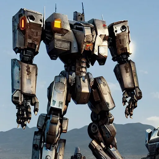 Image similar to cinematic still in ps 5 mechwarrior 5 and real steel movie and westworld and pacific rim movie, one slim full body ornate humanoid armored core mega mech by fujioka kenki and by mamoru nagano