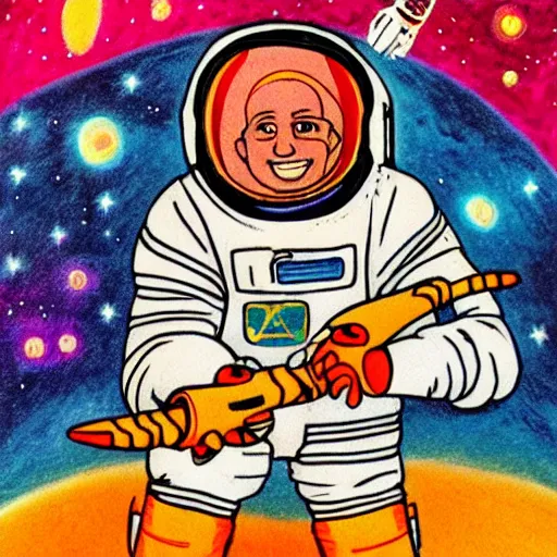 Image similar to An astronaut in space, in the style of wolfgang hutter