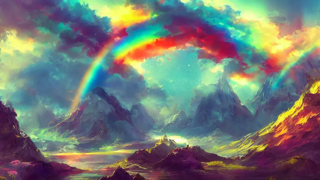 Image similar to rainbow, fantasy artwork, award winning, very very very very very very very beautiful scenery, artstation