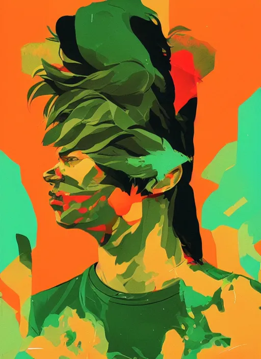 Image similar to profile picture by sachin teng x ofwgkta, marijuana, organic painting, asymmetrical, green, marijuana smoke, matte paint, hard edges, energetic