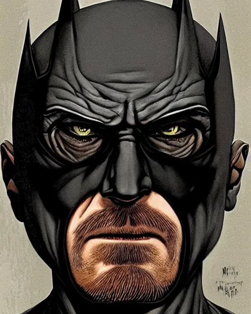 Image similar to portrait of walter white as the batman, illustration, art by neil gaiman and peter elson