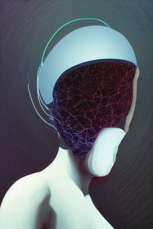 Image similar to woman wearing oculus and digital glitch head edward hopper and james gilleard, zdzislaw beksisnski, higly detailed