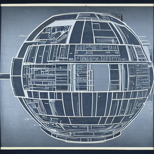 Image similar to A blueprint of the Death Star, constructivism