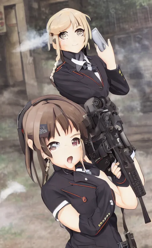 Prompt: toy, school uniform, portrait of the action figure of a girl, girls frontline style, anime figure, dirt and smoke background, flight squadron insignia, realistic military gear, 70mm lens, round elements, photo taken by professional photographer, character design by shibafu, trending on facebook, symbology, anime human anatomy, 4k resolution, matte, empty hands, realistic military carrier, forest