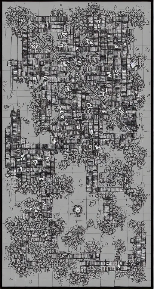 Image similar to a black and white isometric dungeon map. d & d. small dungeon layout. few rooms. high definition etching with complex details.